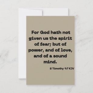 Tarjeta 2 Timothy 1:7 KJV Biblia Saludo