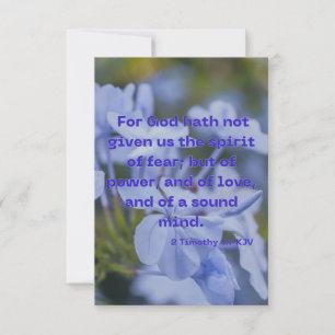 Tarjeta 2 Timothy 1:7 KJV Biblia Scripting Fic Saludo