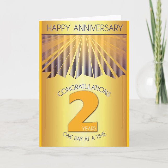 Tarjeta 2 Year Sober Anniversary | Golden Ray 12 Step  (Anverso)