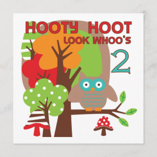 Tarjeta 2das camisetas y regalos del cumpleaños del búho