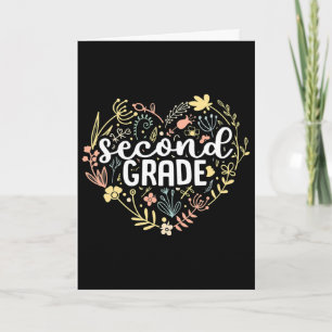 Tarjeta 2do Segundo Grado Floral Corazón Ck Para Maestra D