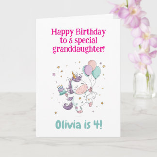 Tarjeta 2nd, 3rd, 4th, 5th Birthday, Unicorn, Personalized