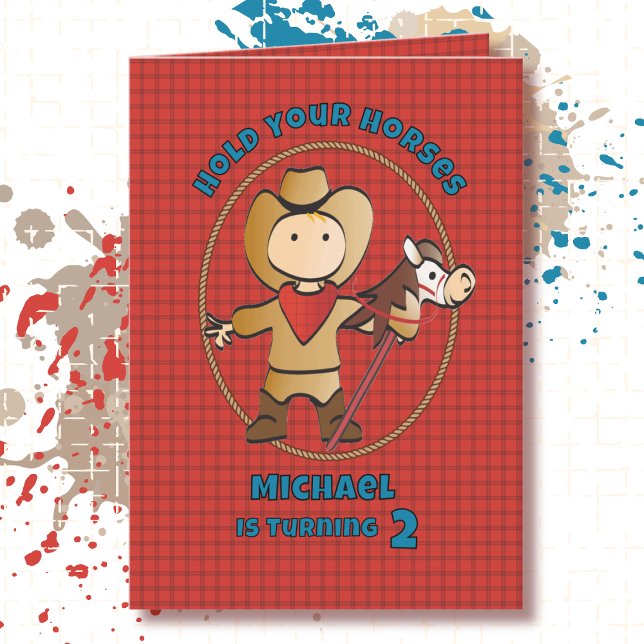 Tarjeta 2nd Birthday Cowboy Cartoon Western Rodeo   (Subido por el creador)