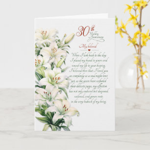 Tarjeta 30º Aniversario de Boda Lilas Blancas Románticas