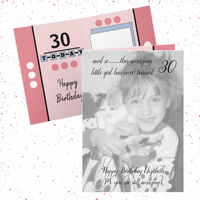 Tarjeta 30.ª aún asombrosa foto rosa de cumpleaños (Subido por el creador)