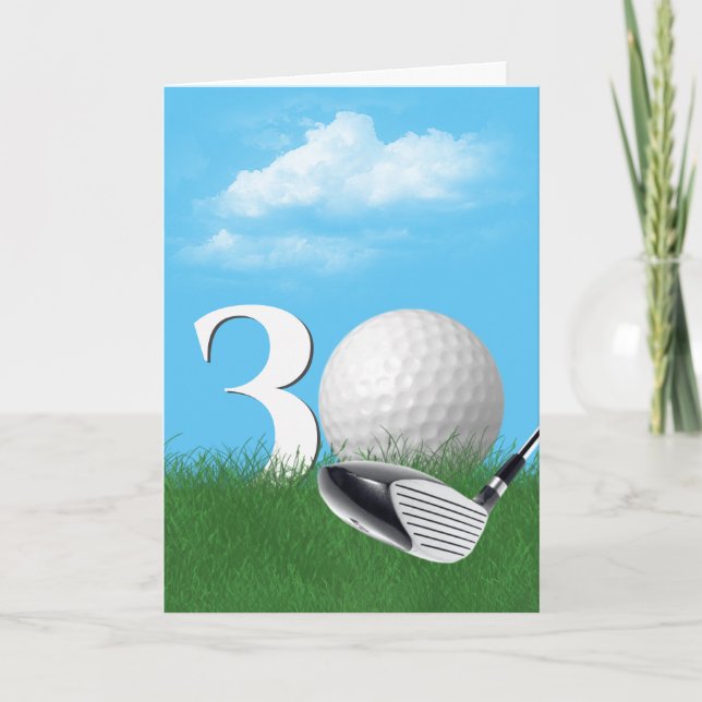 Tarjeta 30.ª Bola De Golf De Cumpleaños En El Campo (Anverso)