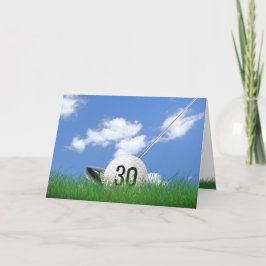 Tarjeta 30.ª bola de golf en césped