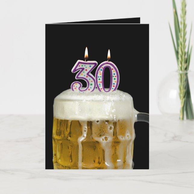 Tarjeta 30.ª Cerveza de cumpleaños con negro (Anverso)