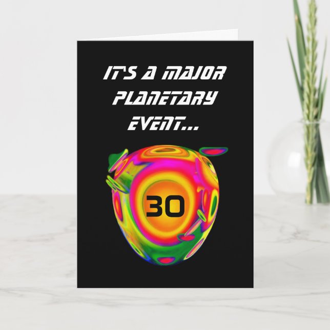 Tarjeta 30.ª divertida Sci Fi Birthday Planet A02 (Anverso)