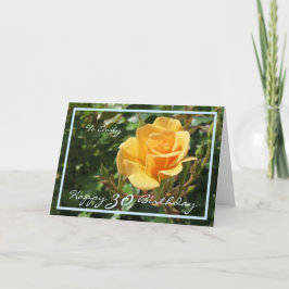 Tarjeta 30.ª festividad Emily Yellow Rose Elegant Blue Fra