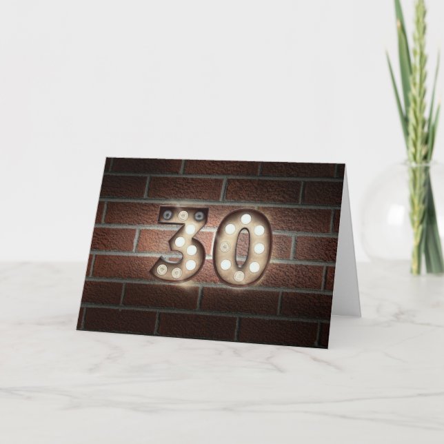 Tarjeta 30.ª luz de marquesina de cumpleaños en ladrillo (Anverso)