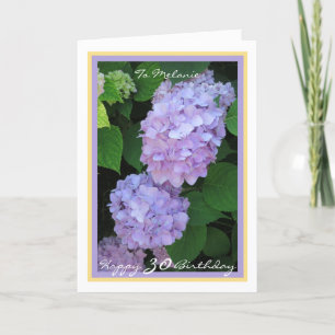 Tarjeta 30.ª Melanie Hydrangeas Marco de Oro Moderno