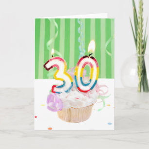 Tarjeta 30.ª tarta de cumpleaños con velas