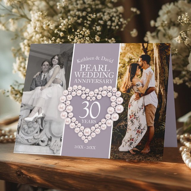 Tarjeta 30.º aniversario del boda de perlas ahora y despué (Subido por el creador)