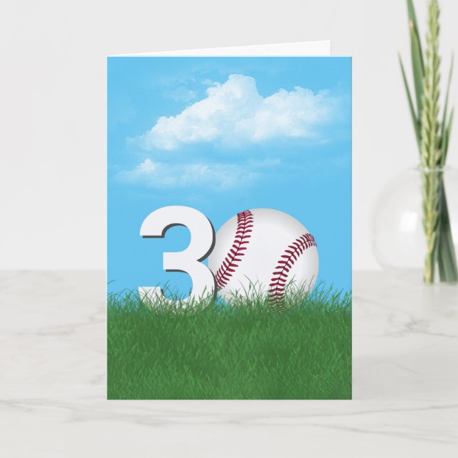 Tarjeta 30.º Béisbol De Cumpleaños En Grasa Verde (Anverso)
