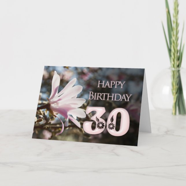 Tarjeta 30.º cumpleaños con magnolia (Anverso)