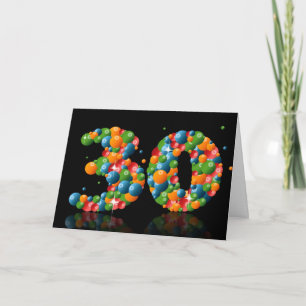 Tarjeta 30.º cumpleaños con números formados de bolas