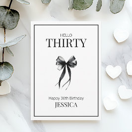 Tarjeta 30.º cumpleaños feliz Mínimo Moderno Negro y Blanc