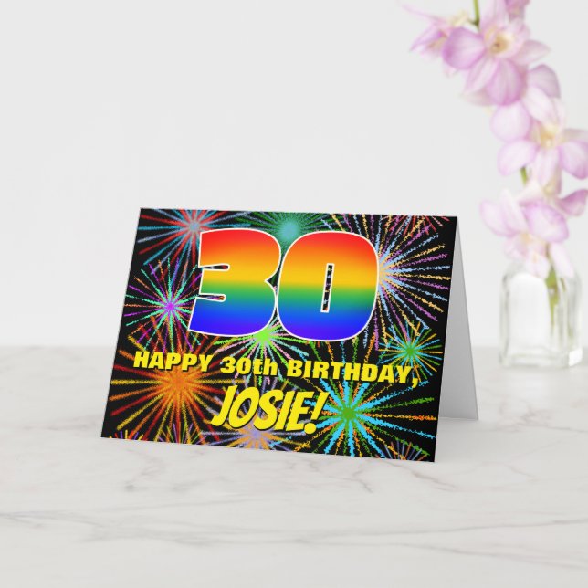 Tarjeta 30.º cumpleaños: Fuegos artificiales divertidos y  (Orquídea)