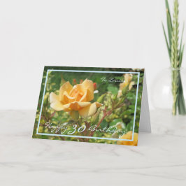 Tarjeta 30.º cumpleaños Louise Yellow Rose Marco azul mode