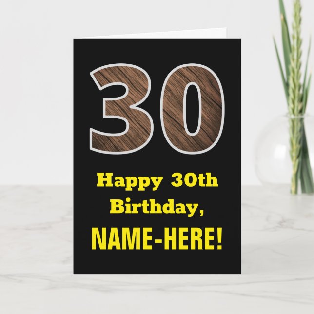 Tarjeta 30.º cumpleaños: Nombre, Patrón de grano de madera (Anverso)