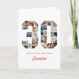 Tarjeta 30.º cumpleaños número 30 Collage de fotos persona
