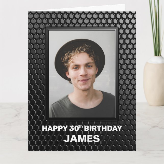 Tarjeta 30.º cumpleaños Personalizado de patrón geométrico (Anverso)