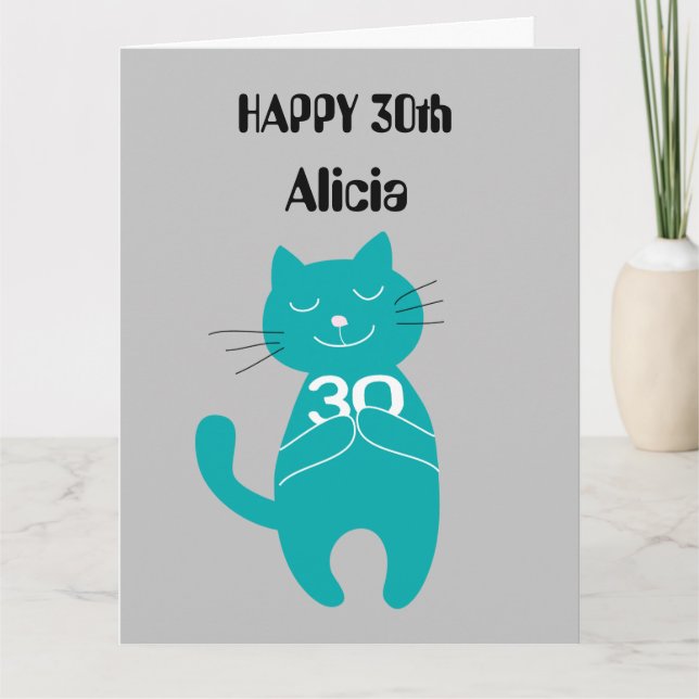 Tarjeta 30.º gato de cumpleaños 30 años simples gatos de t (Anverso)