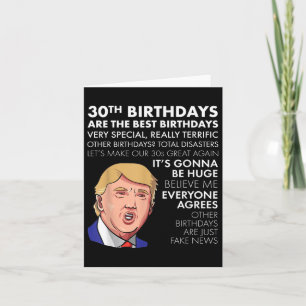 Tarjeta 30.º Regalo de cumpleaños Gracioso Trump Cita Cami