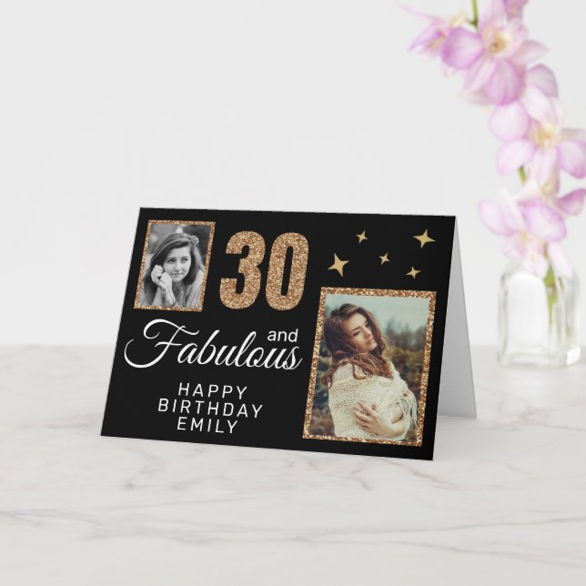 Tarjeta 30 and Fabulous Gold Glitter 2 Photo 30th Birthday (Orquídea)