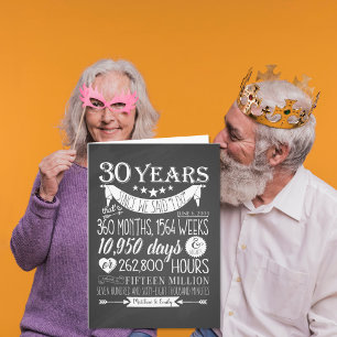 Tarjeta 30 aniversario de bodas, pizarra, 30 años