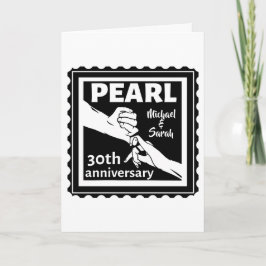 Tarjeta 30 aniversario de bodas romántico en blanco y negr