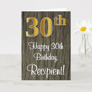 Tarjeta 30 Aniversario de la Faux Elegant Faux Gold Look #