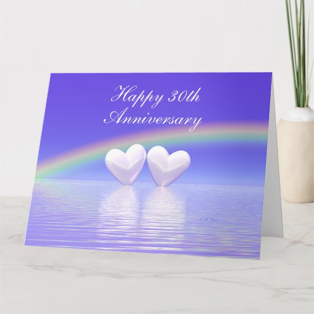 Tarjeta 30° aniversario de Pearl Hearts Wide Big (Anverso)