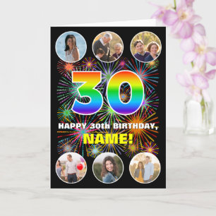 Tarjeta 30 Aniversario del Arcoiris divertido #, nombre pe