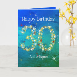 Tarjeta 30 Aniversario - Estrella Números - Verde Azul - E