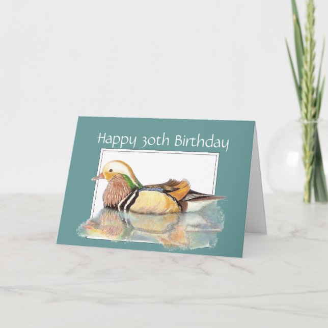 Tarjeta 30 Aniversario, Pato de la Madera, Pájaros, Aves y (Anverso)