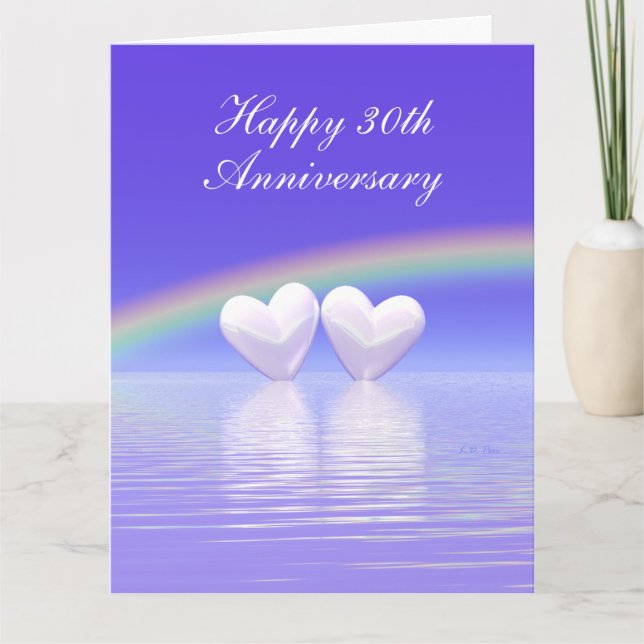 Tarjeta 30° aniversario Pearl Hearts Tall (Anverso)