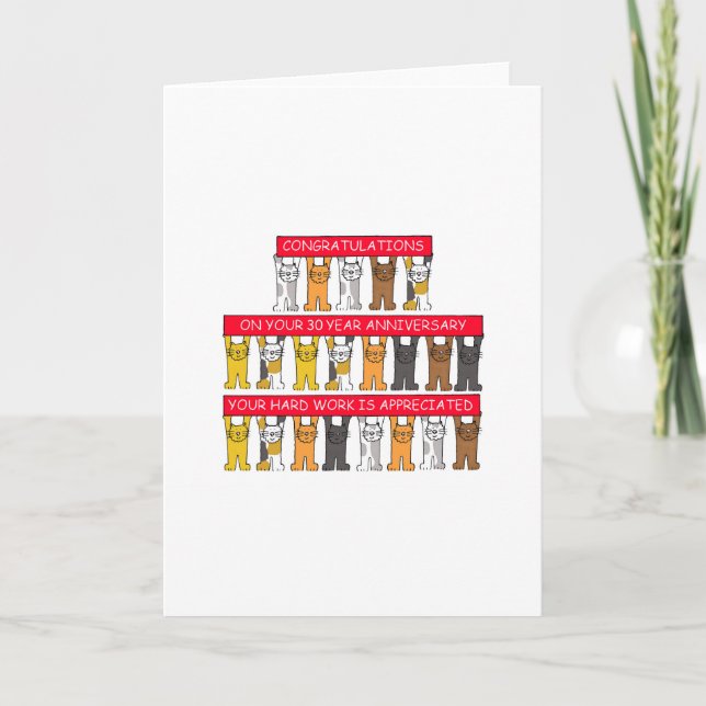 Tarjeta 30 años de trabajo Aniversario felicitaciones a lo (Anverso)
