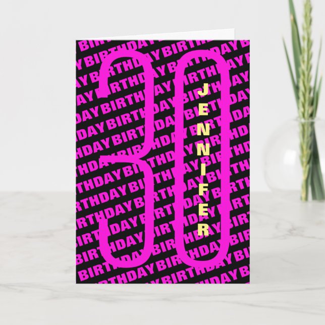 Tarjeta 30 años en rosa caliente y amarillo (Anverso)