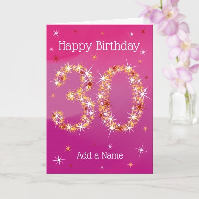 Tarjeta 30 cumpleaños - 30 estrellas de edad - Rosa (Orquídea)