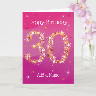 Tarjeta 30 cumpleaños - 30 estrellas de edad - Rosa