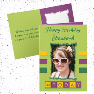 Tarjeta 30 hoy agregar foto edad nombre verde cumpleaños