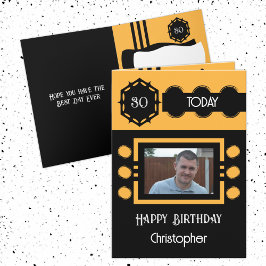 Tarjeta 30 hoy agregar nombre de foto cumpleaños naranja n