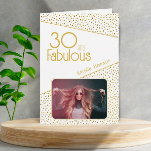 Tarjeta 30 y Fabuloso Brillo Dorado Foto Cumpleaños 30 