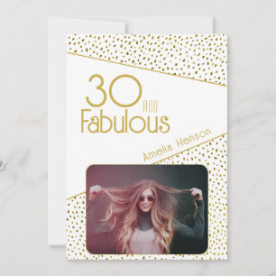 Tarjeta 30 y fabuloso brillo dorado foto cumpleaños 30 