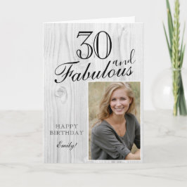Tarjeta 30 y Fabuloso Cumpleaños Elegante Foto de Madera R