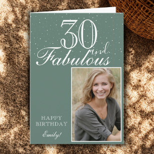 Tarjeta 30 y Fabuloso Elegante Cumpleaños Foto Teal 