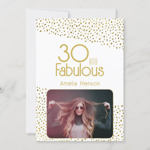 Tarjeta 30 y fabuloso Purpurina de oro foto 30 cumpleaños