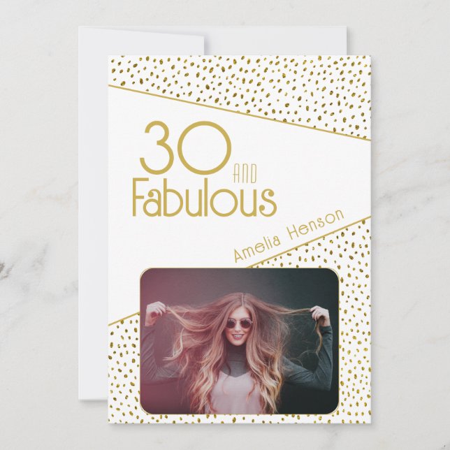 Tarjeta 30 y fabuloso Purpurina de oro foto 30 cumpleaños (Anverso)